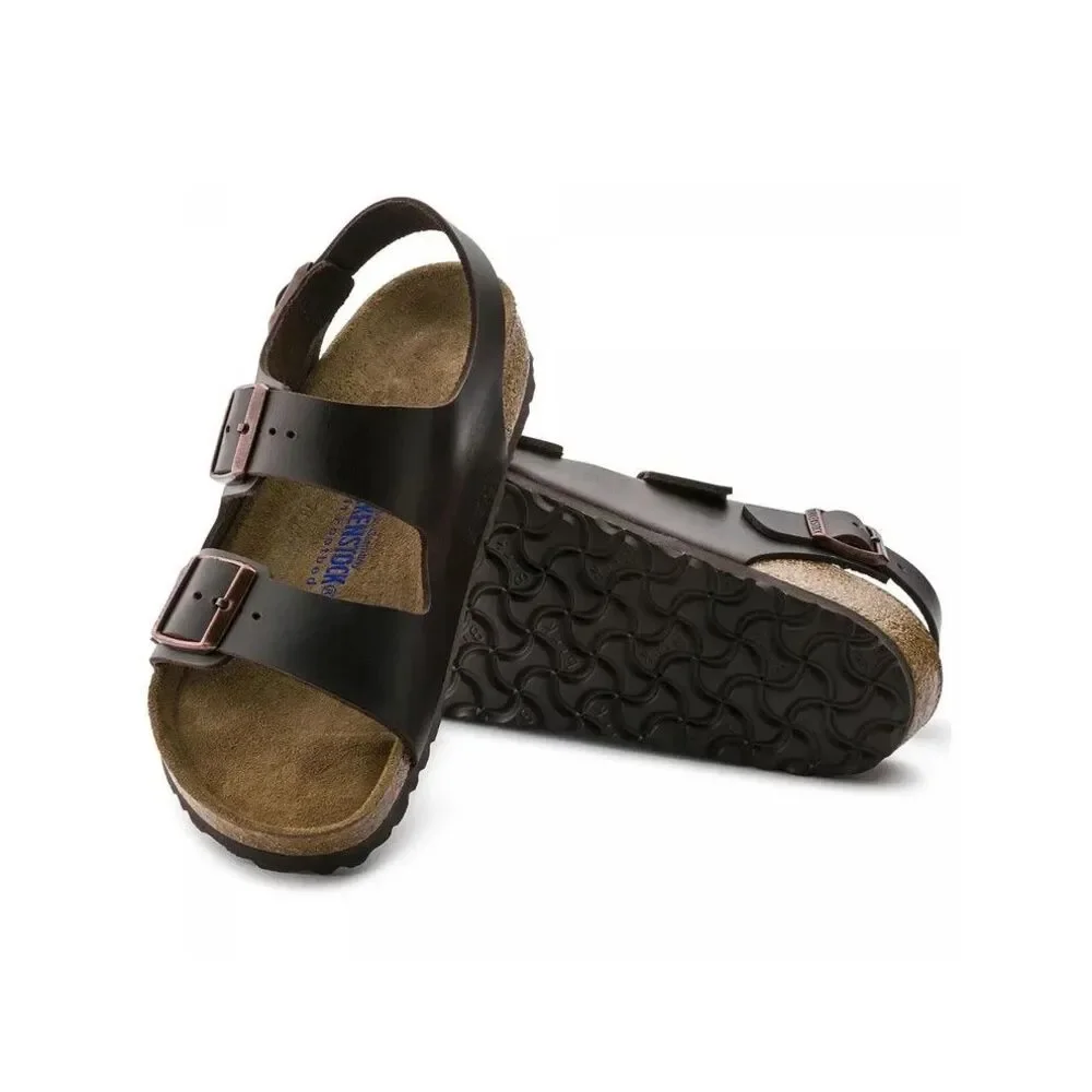 BIRKENSTOCK MILANO MEN'S AMALFI TESTA DI MORO LEATHER SANDALS EU 42 REGULAR